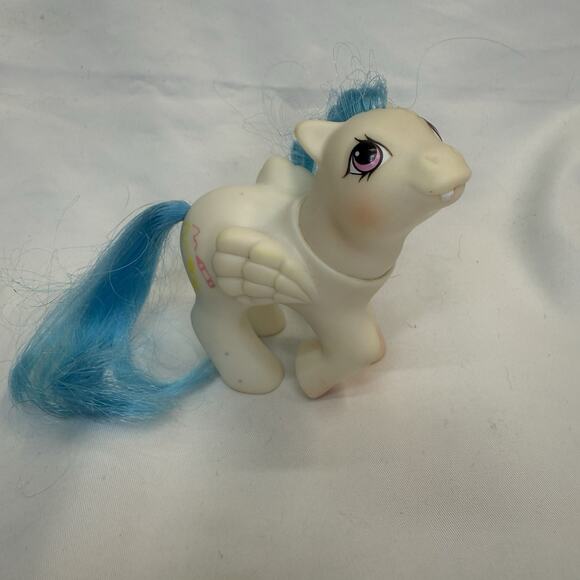 My Little Pony 1987 G1 Peek-A-Boo Baby Pony Graffiti White & Blue Crayons - Picture 1 of 4